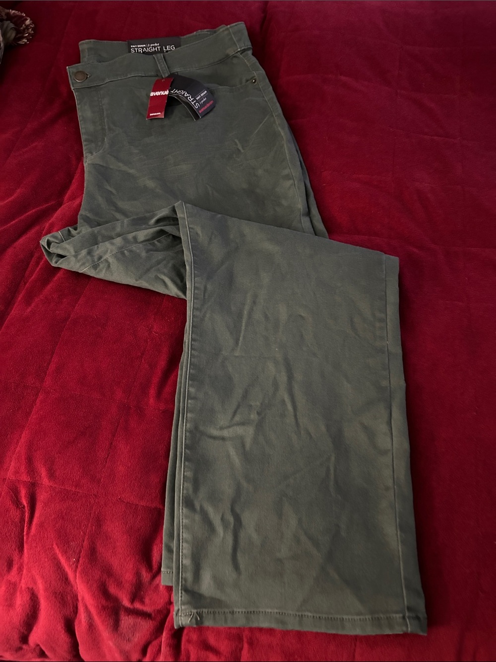 Avenue Denim Straight Leg Pants in Hunter Green (26)